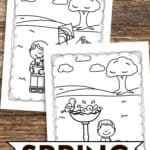 Two Spring Printable Coloring Pages on a table
