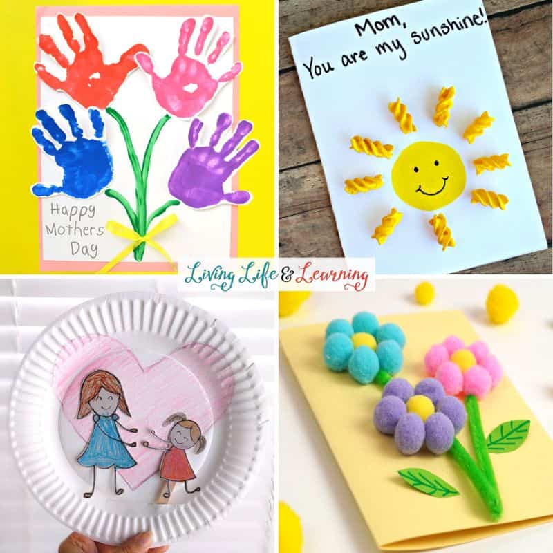 A collage of Mother's Day Crafts for Kids