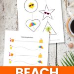 Two Beach Tracing Worksheets on a table