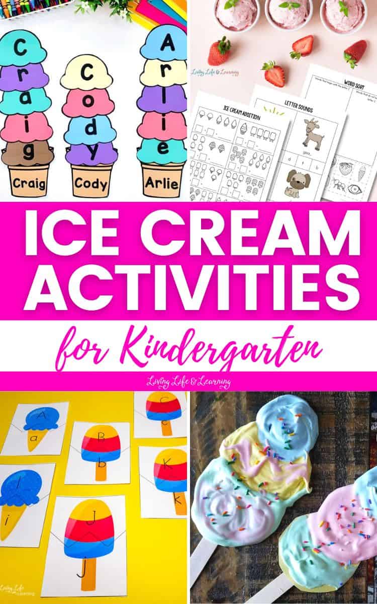 A collage of Ice Cream Activities for Kindergarten