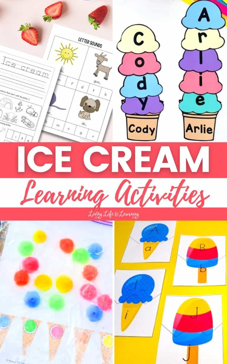 A collage of Ice Cream Learning Activities