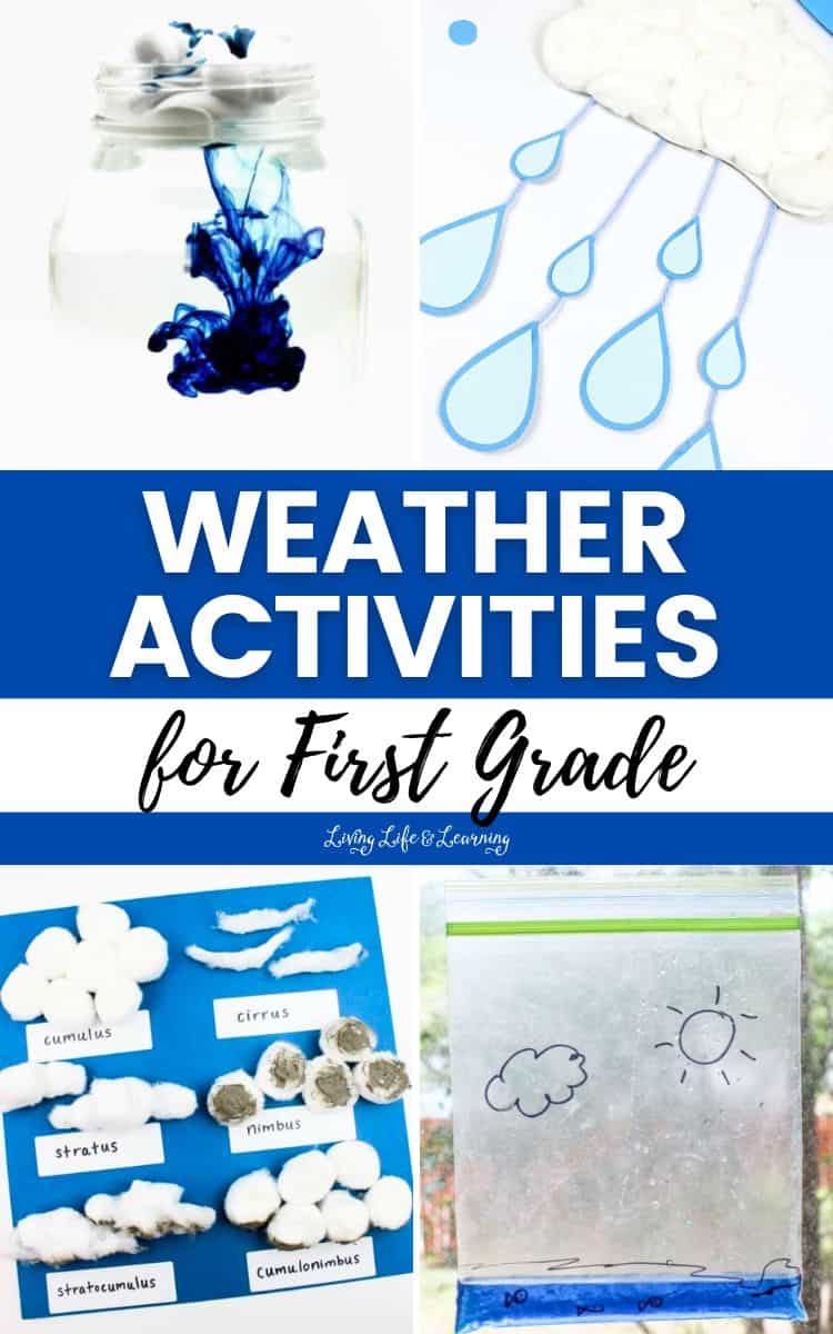 collage of Weather Activities for First Grade