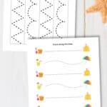 Two Beach Tracing Worksheets on a table