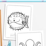 Two Ocean Coloring Pages for Kindergarten on a table