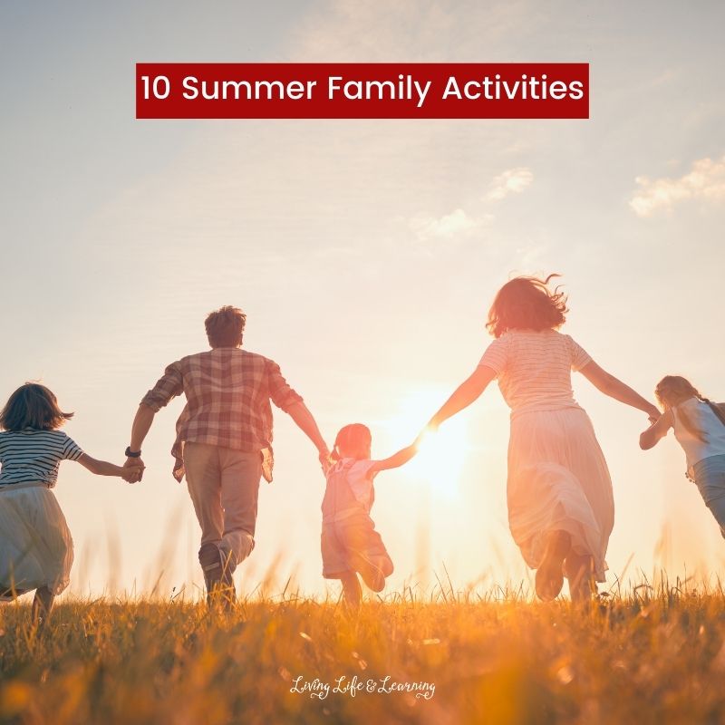 10 summer family activities - A family holding hands while running