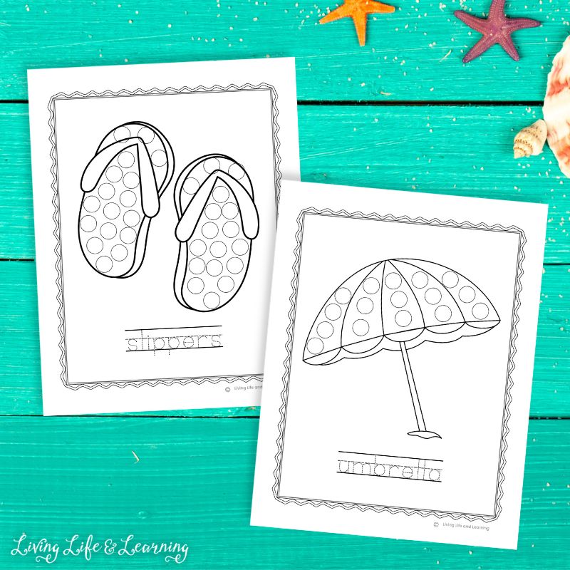 Two Summer Do a Dot Printables on a table