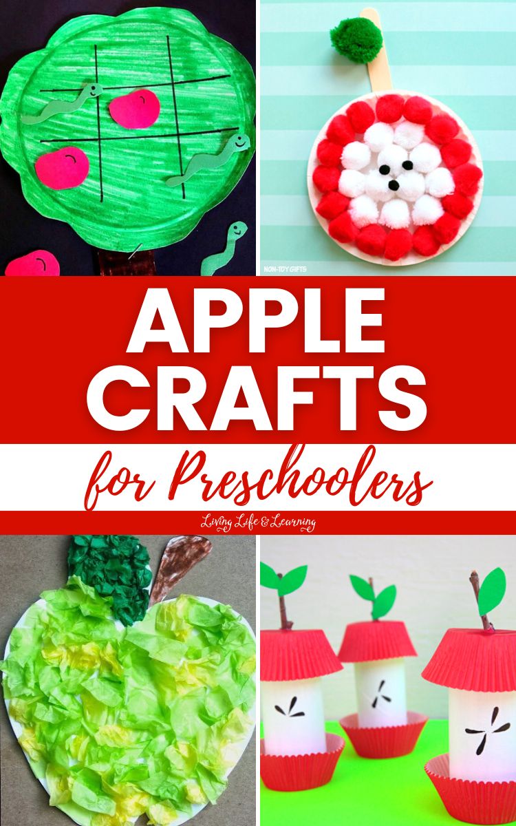 A collage of Apple Crafts for Preschoolers