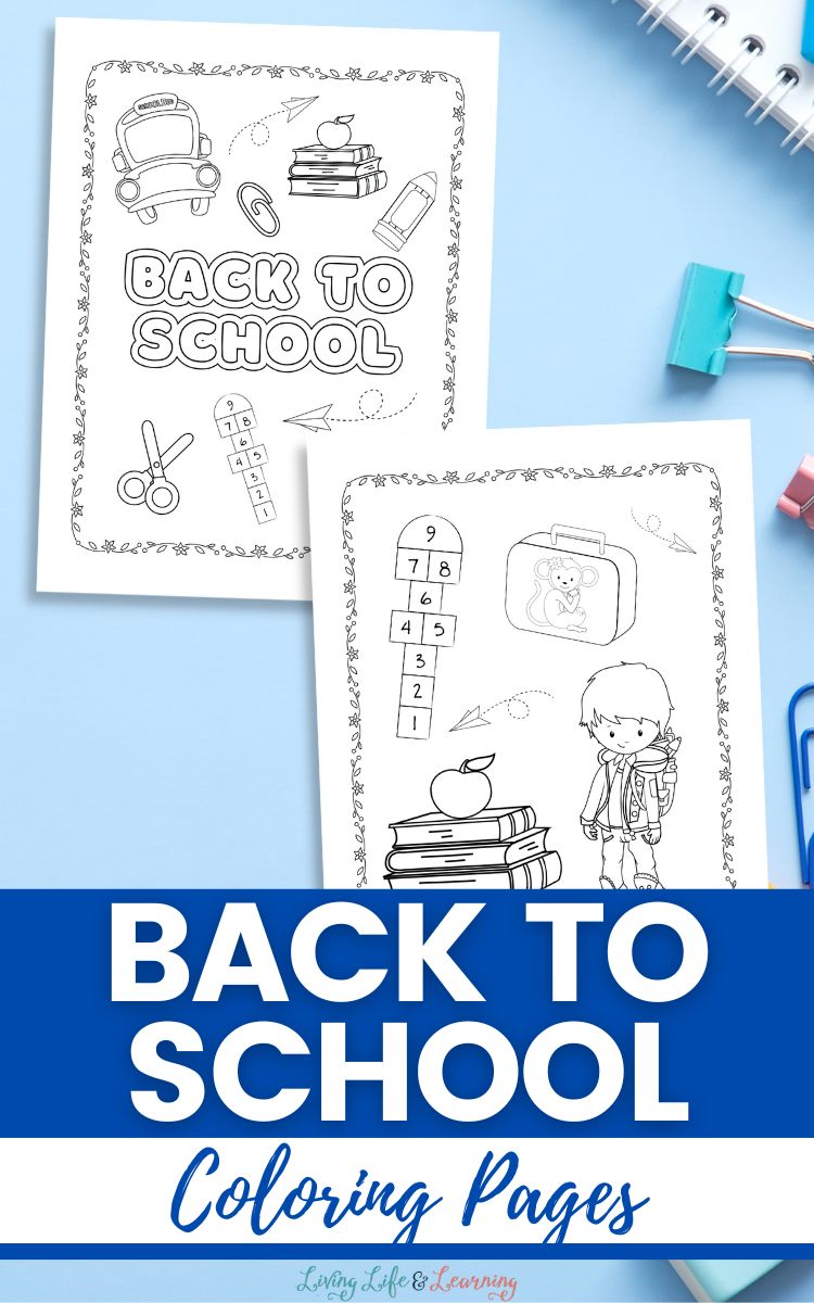 Two Back to School Coloring Pages on a table