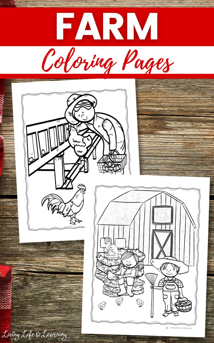 Two Farm Coloring Pages on a table