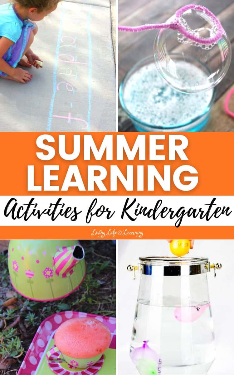 A collage of Summer Learning Activities for Kindergarten