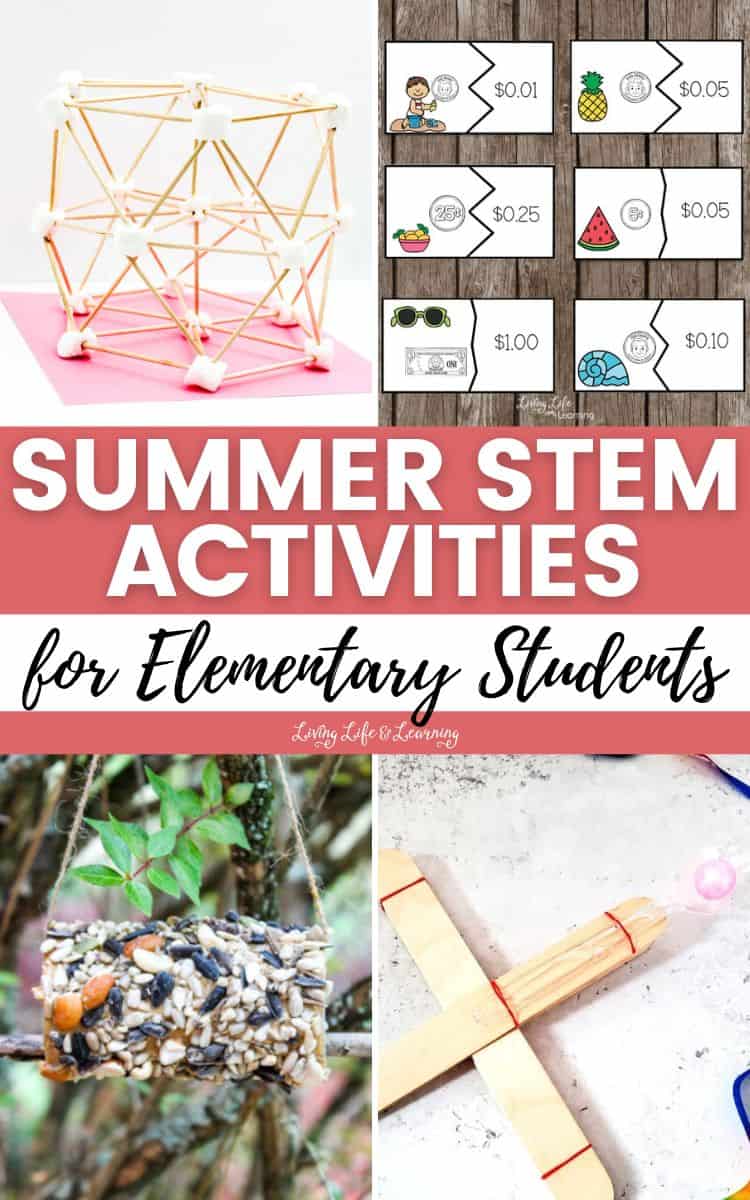 A collage of Summer STEM Activities for Elementary Students
