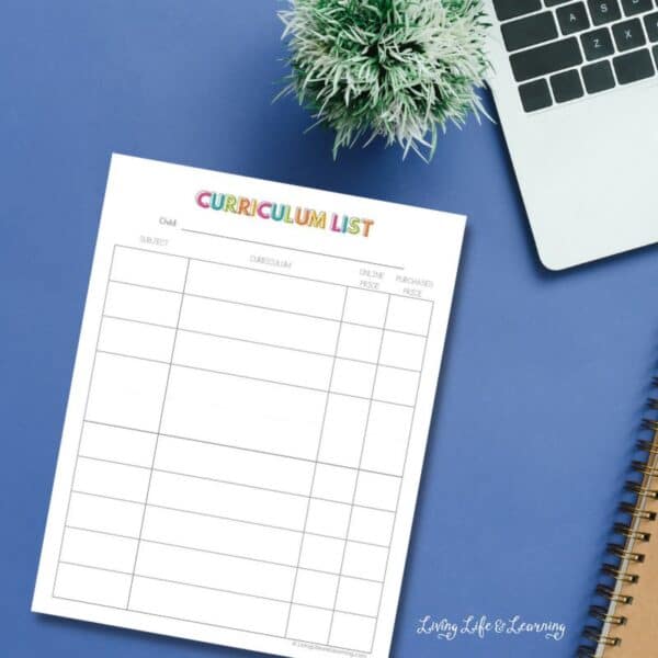 Homeschool Curriculum Planning Template