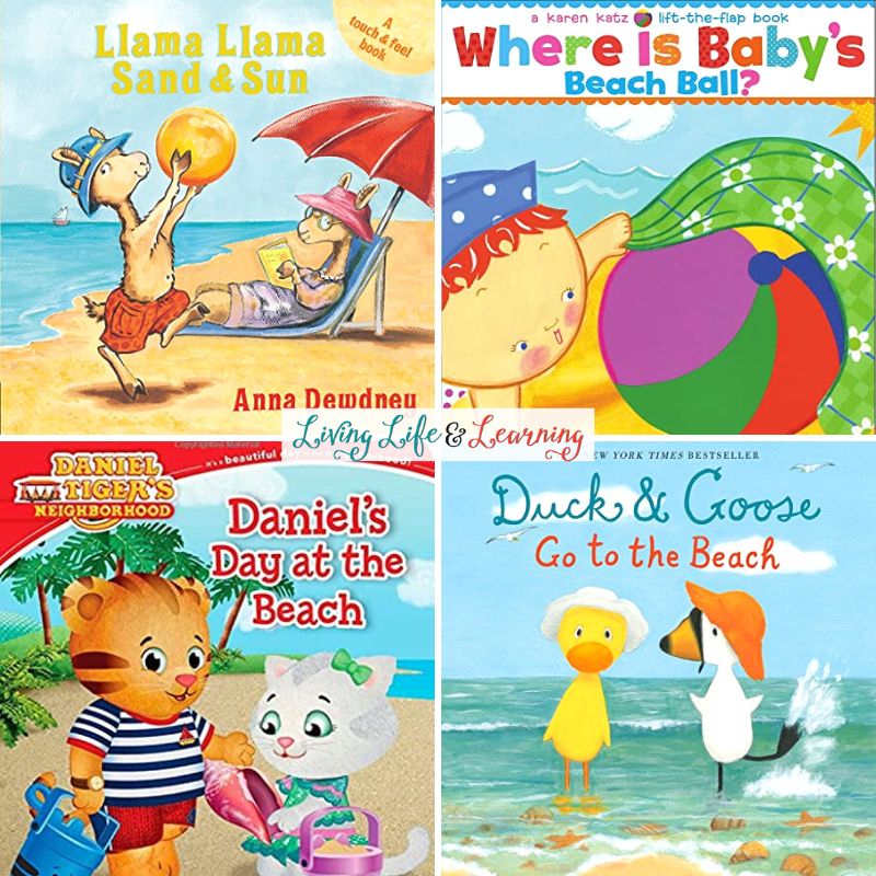 A collage of Books About the Beach for Toddlers