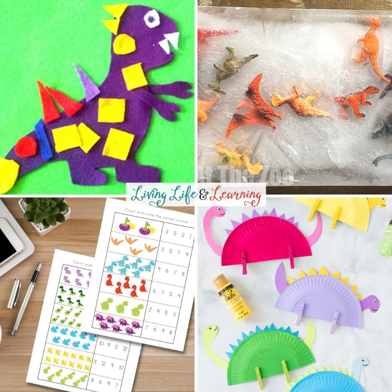 A collage of Dinosaur Activities for Kindergarten