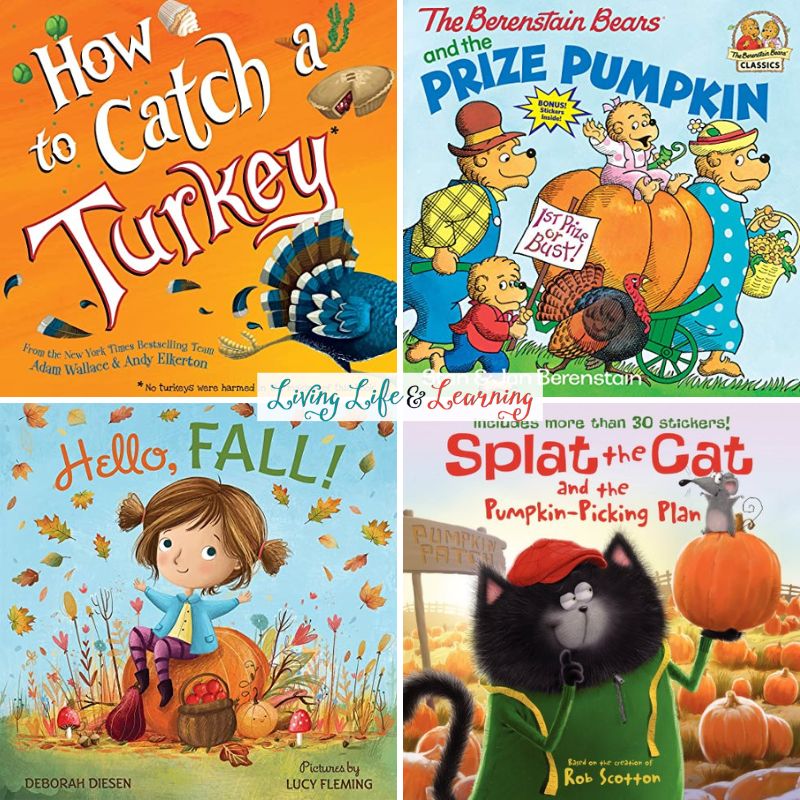 A collage of Fall Books for Preschool