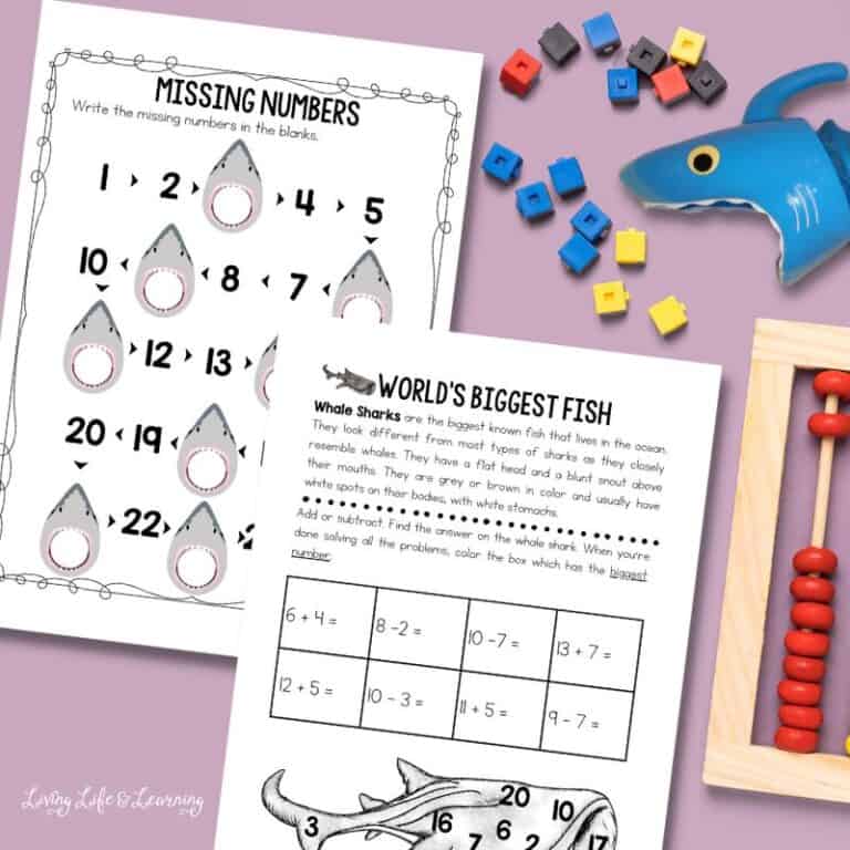 Shark Math Activity Shark Math Worksheets for Kindergarten