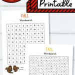 Two Fall Word Search Printables on a table