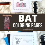 Two images of Bat Coloring Pages on a table
