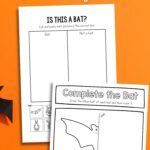 Two Bat Worksheets for Kindergarten on a table