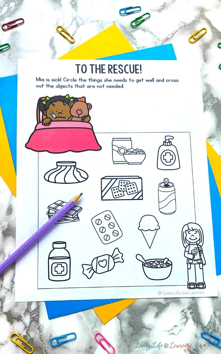 A Cleanliness Worksheet for Kindergarten on a table