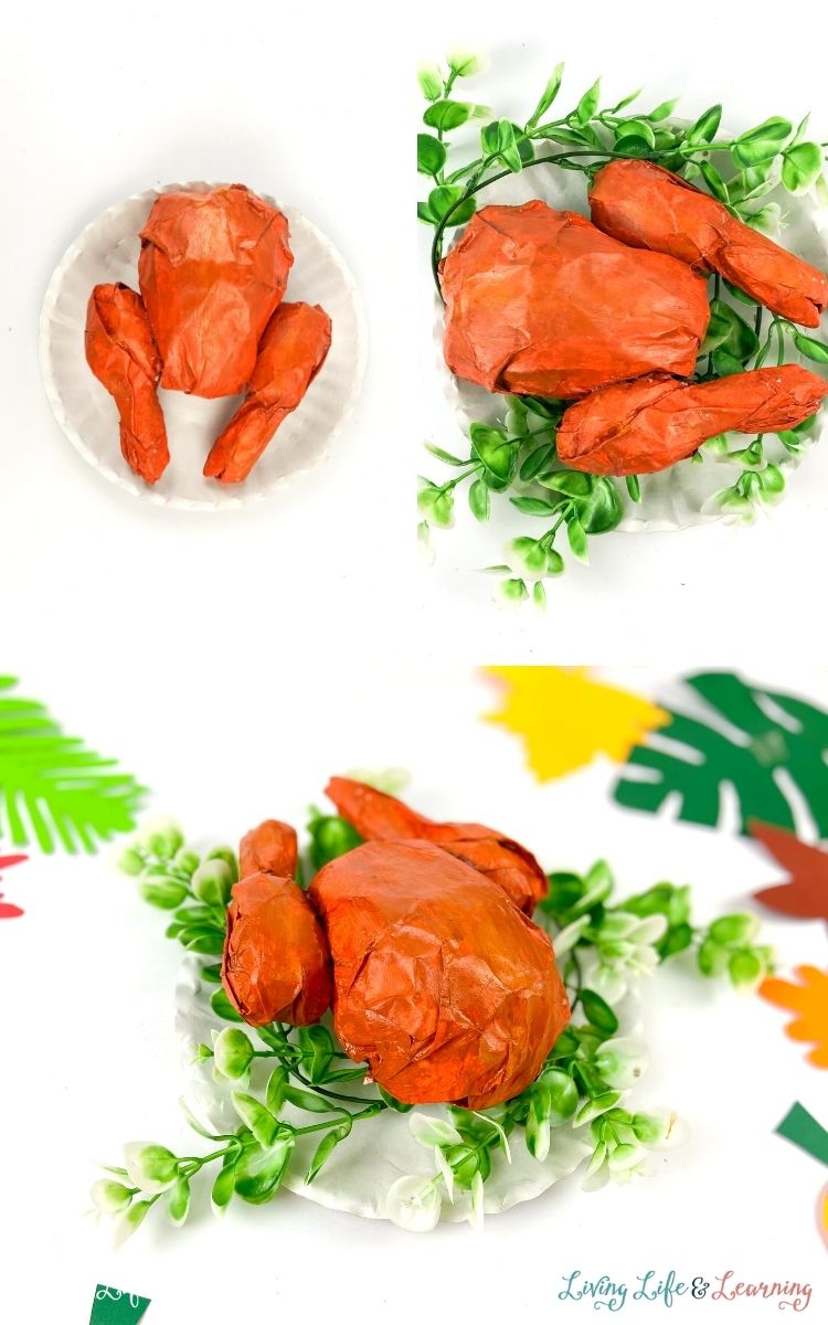 Steps in making the Paper Plate Whole Turkey Craft