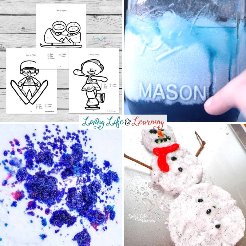 A collage of Winter STEM Activities for Elementary