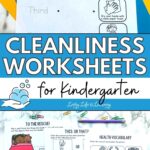 Two images of Cleanliness Worksheets for Kindergarten on a table