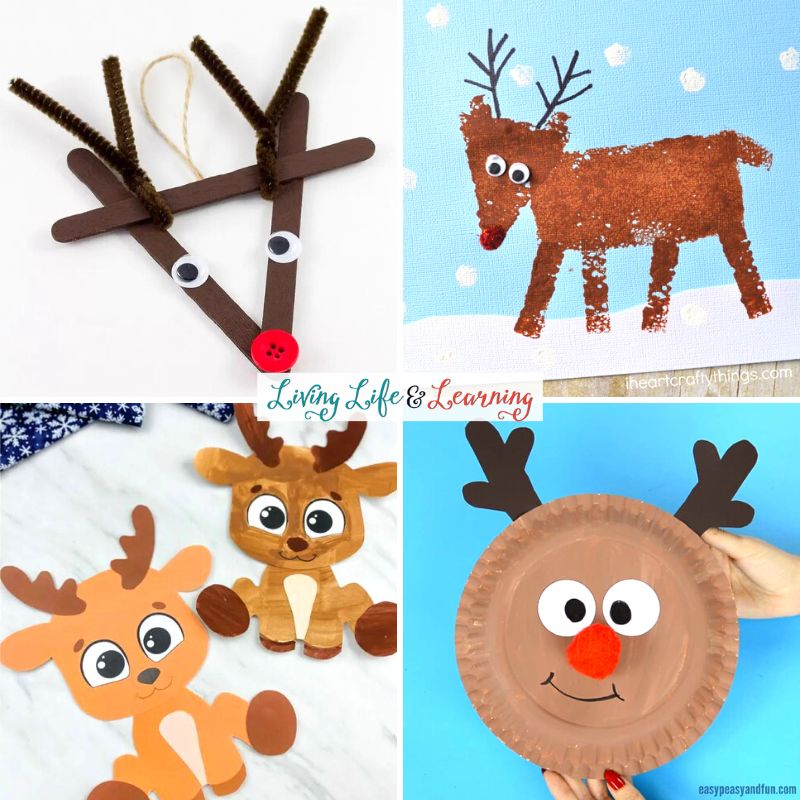 A collage of Reindeer Arts and Crafts for Preschoolers