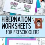 Two images of Hibernation Worksheets for Preschoolers on a table