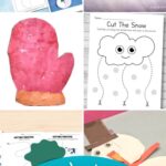 A collage of Winter Cutting Activities for Preschoolers