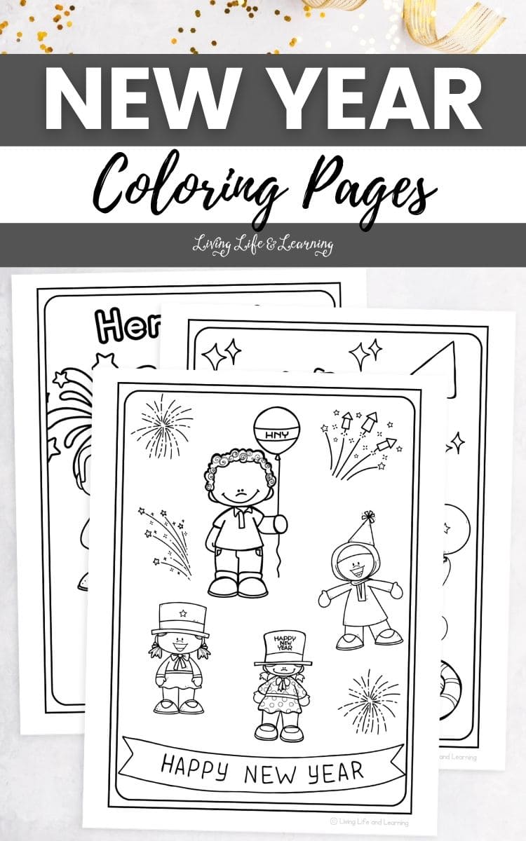 New Year Coloring Pages on a table