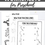 New Year Worksheets for Preschool on a table