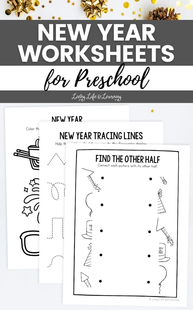 New Year Worksheets for Preschool on a table