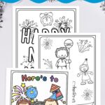 New Year Coloring Pages on a table