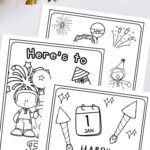 New Year Coloring Pages on a table