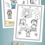 New Year Coloring Pages on a table