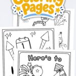 New Year Coloring Pages on a table