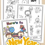 New Year Coloring Pages on a table