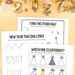 New Year Worksheets for Preschool on a table