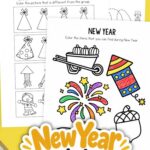 New Year Worksheets for Preschool on a table