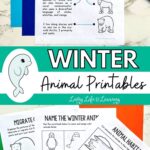 Two Winter Animal Printables on a table