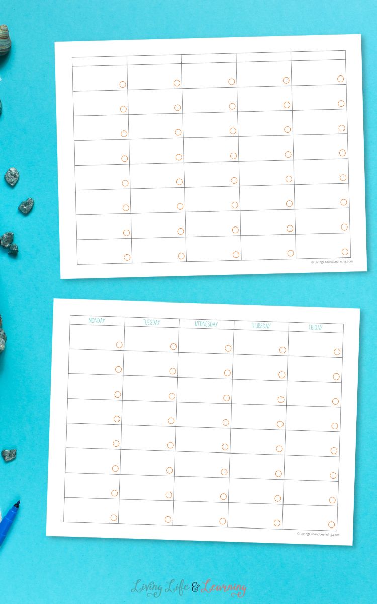 Two 1st Grade Homeschool Schedules on a table