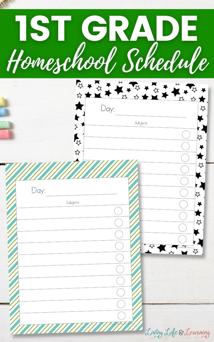 Two 1st Grade Homeschool Schedules on a table