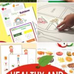 A collage of Healthy and Unhealthy Food Activities for Kindergarten