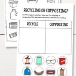 Two Recycling Worksheets for Kids on a table