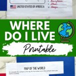 Two images of Where Do I Live Printables on a table