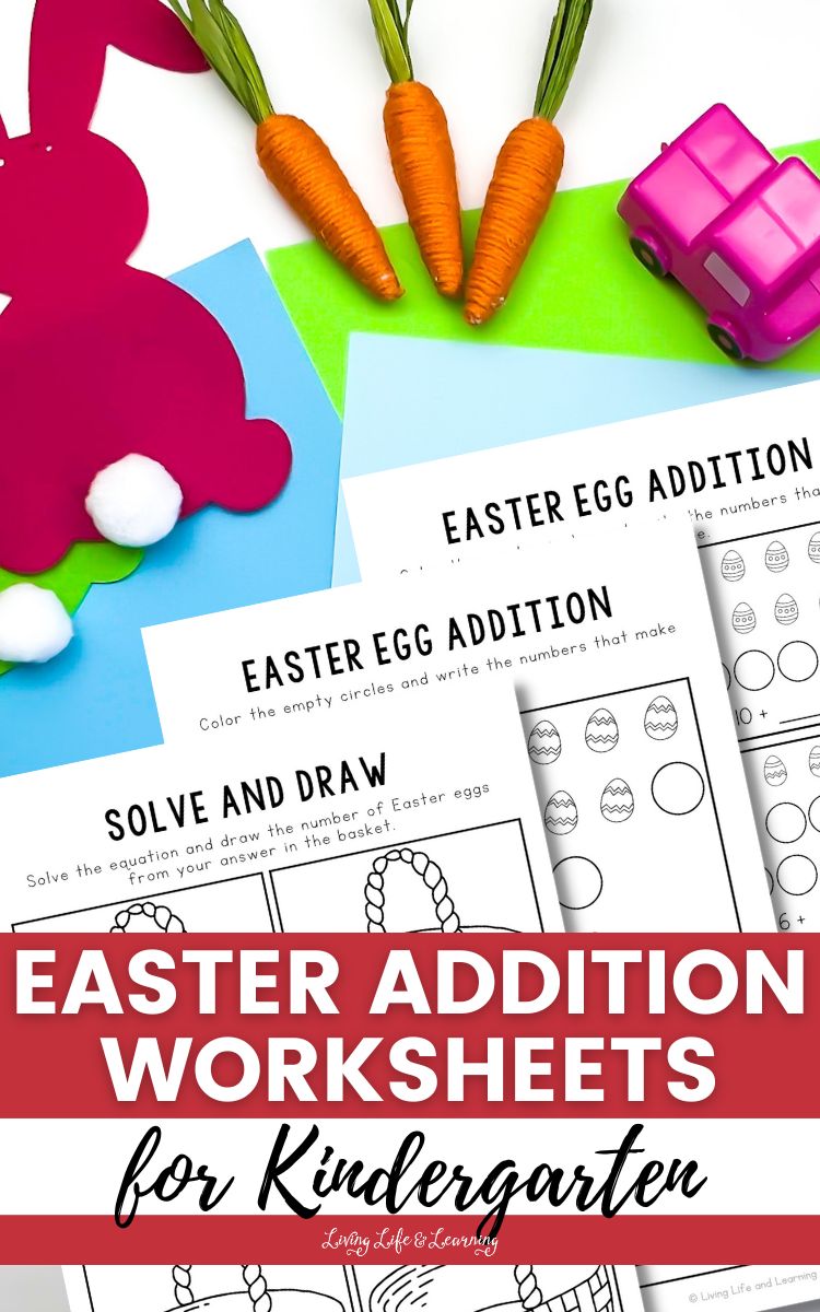 Easter Addition Worksheets for Kindergarten