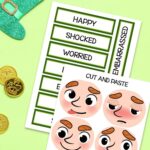 Two Leprechaun Emotions Printables on a table