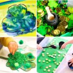 A collage of St. Patrick's Day Activities for Toddlers