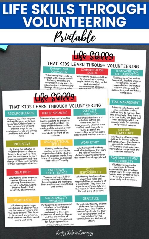 Make a Difference with Life Skills through Volunteering Printable